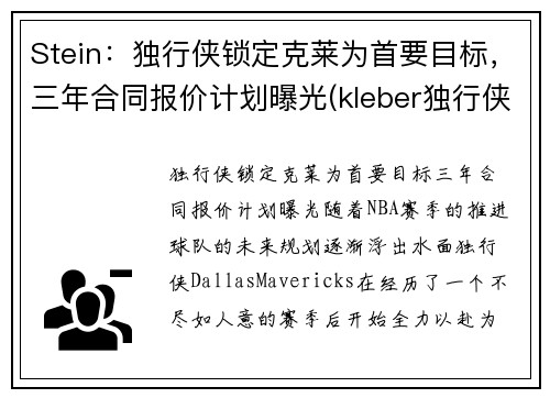 Stein：独行侠锁定克莱为首要目标，三年合同报价计划曝光(kleber独行侠)